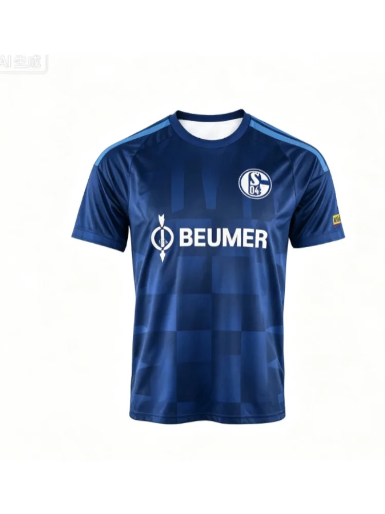 2026-27 Neues Schalke Herren-Trikot 3D-gedruckt Y2K Bequemes Freizeit-Schnelltrocken-T-Shirt Geeignet für Alltag und Training