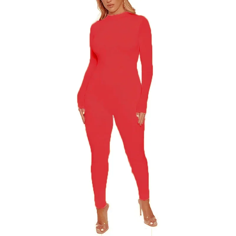 2024 Fall Women Sexy Jumpsuit Streetwear Long Sleeve Bodycon Solid Sport Fitness Jumpsuits Romper Overalls For Women Body suit