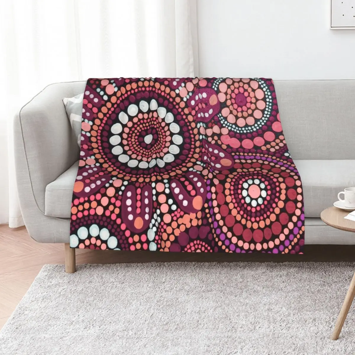 Australian Aboriginal Rose Colour Pattern Family Gathering Throw Blanket Bed Fashionable Thermal Stuffeds Blankets