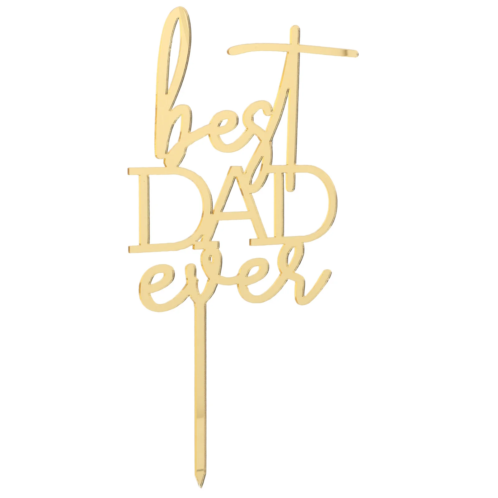 

5 Pcs Best Dad Ever Acrylic Cake Toppers Father's Day Cupcake Inserts Dessert Table Decorative Supplies Picks (Goldern)