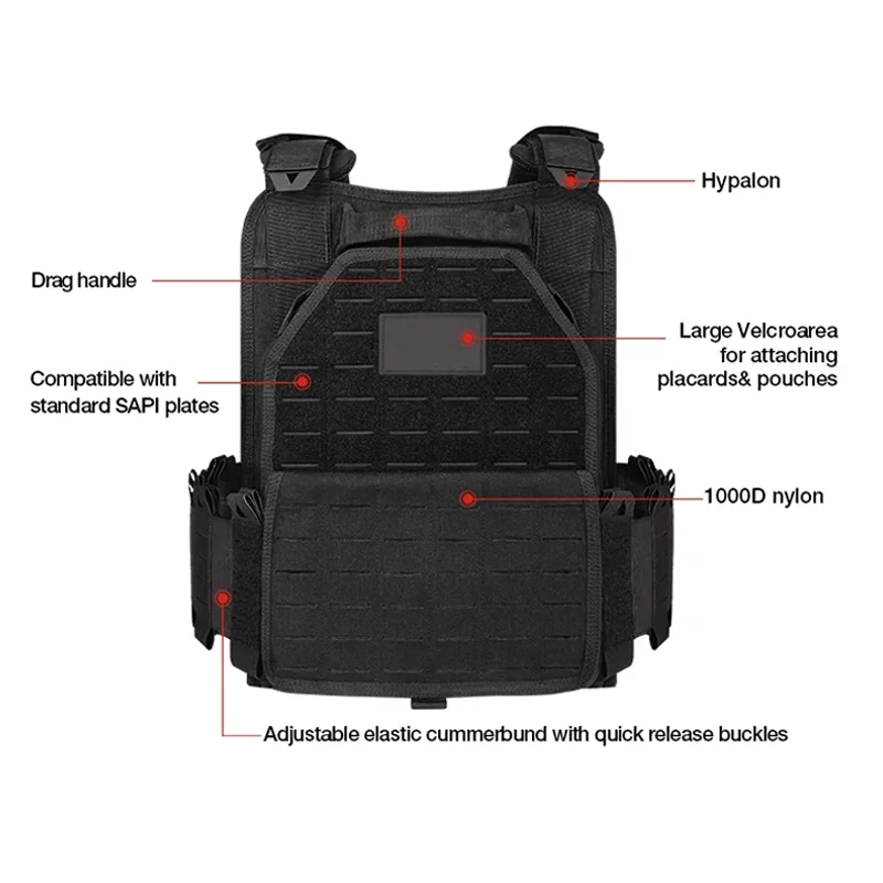 Survival Combat Vest - Lightweight 1000D Nylon, MOLLE Compatible for Military/LE/EDC Use