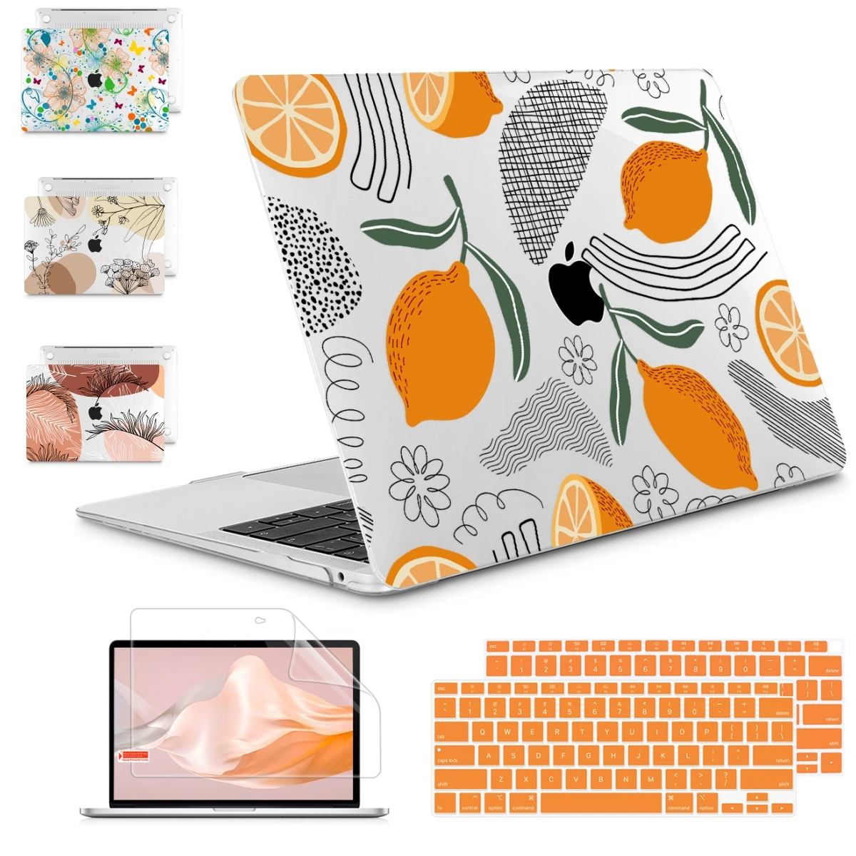 Orange crystal print case for MacBook Air Pro M1 M2 A2681 A2941 Air 15 Pro13 14 16 A2780 A2442 A2338 M1 A2337 Retina A1502 A1534