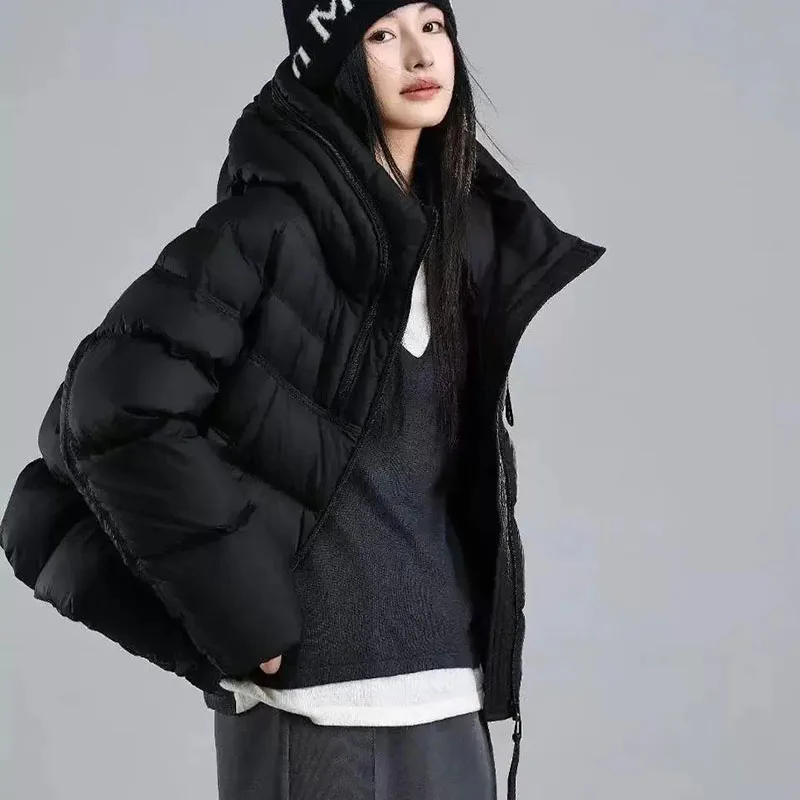 Mode Capuchon Dikker Warme Jas Vrouwen Nieuwe Winter Parka Casual Elegante Dons Katoenen Bovenkleding Vrouwelijke Korte Overjas Dames Top