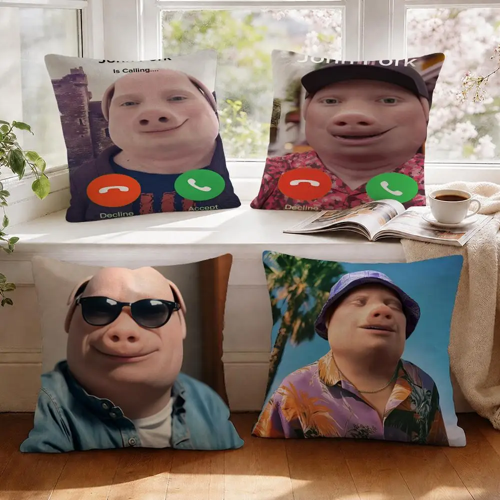 Funny John Pork Is Calling Cushion Cover 1/4Pcs Linen Throw Pillow Covers Double-Side Print Sofa Couch Living Room Decor