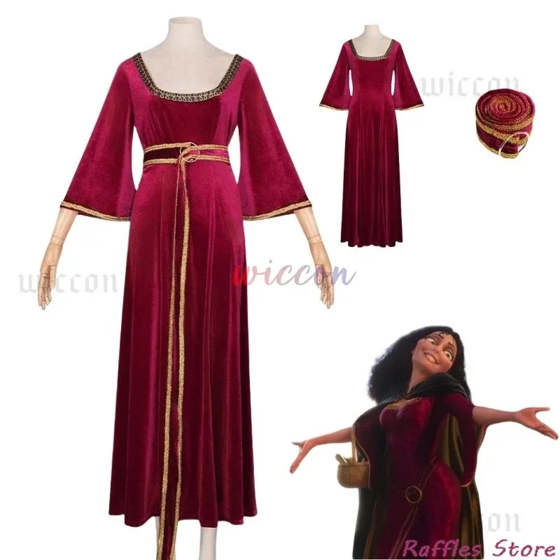 

Gothel Cosplay Costume Anime Red Dress Mother Cos Jumpsuit Adult Women Belt Full Set Outfits Halloween Carnival Party Suit