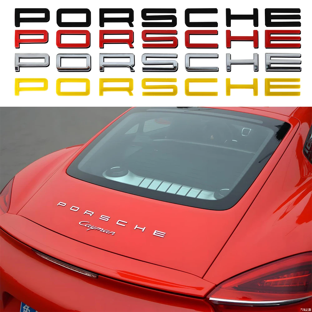 Car Tailgate Letters Emblem Logo Rear Badge Sticker Engine Cover Sticker For Porsche Panamera 911 Carrera S Cayman Boxster Macan