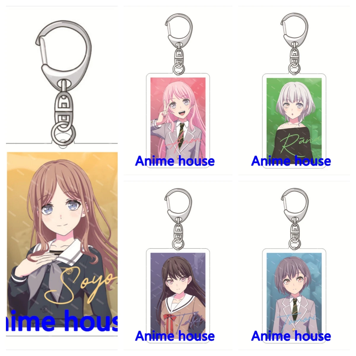 BanG Dream! Keychain Toyama Kasumi Ran Mitake Cute Figures Acrylic Key Chain Ring Holder Otaku Gift School Bag Charm AccessorieS