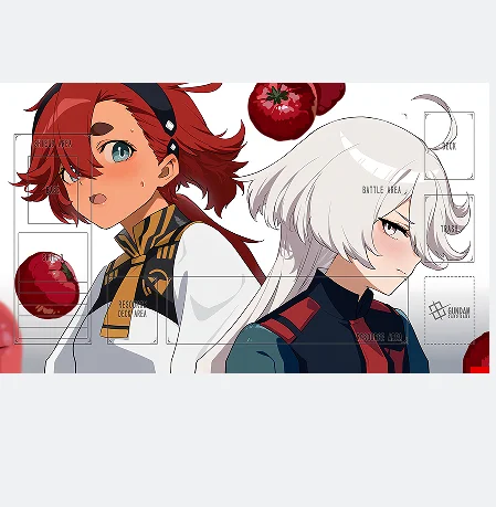 12 Disegni FAI DA TE 600*350*2mm La Strega Da Mercurio Gundam Playmat Anime Suletta Mercury Miorine Rembran TCG Battle Card Mat