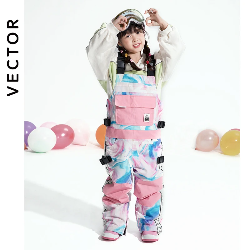 VECTOR Boys and Girls Ski Pants Straight Overalls Jumpsuit Skiing Bib Waterproof Winter Warm Windproof Outdoor Sports Snowboard