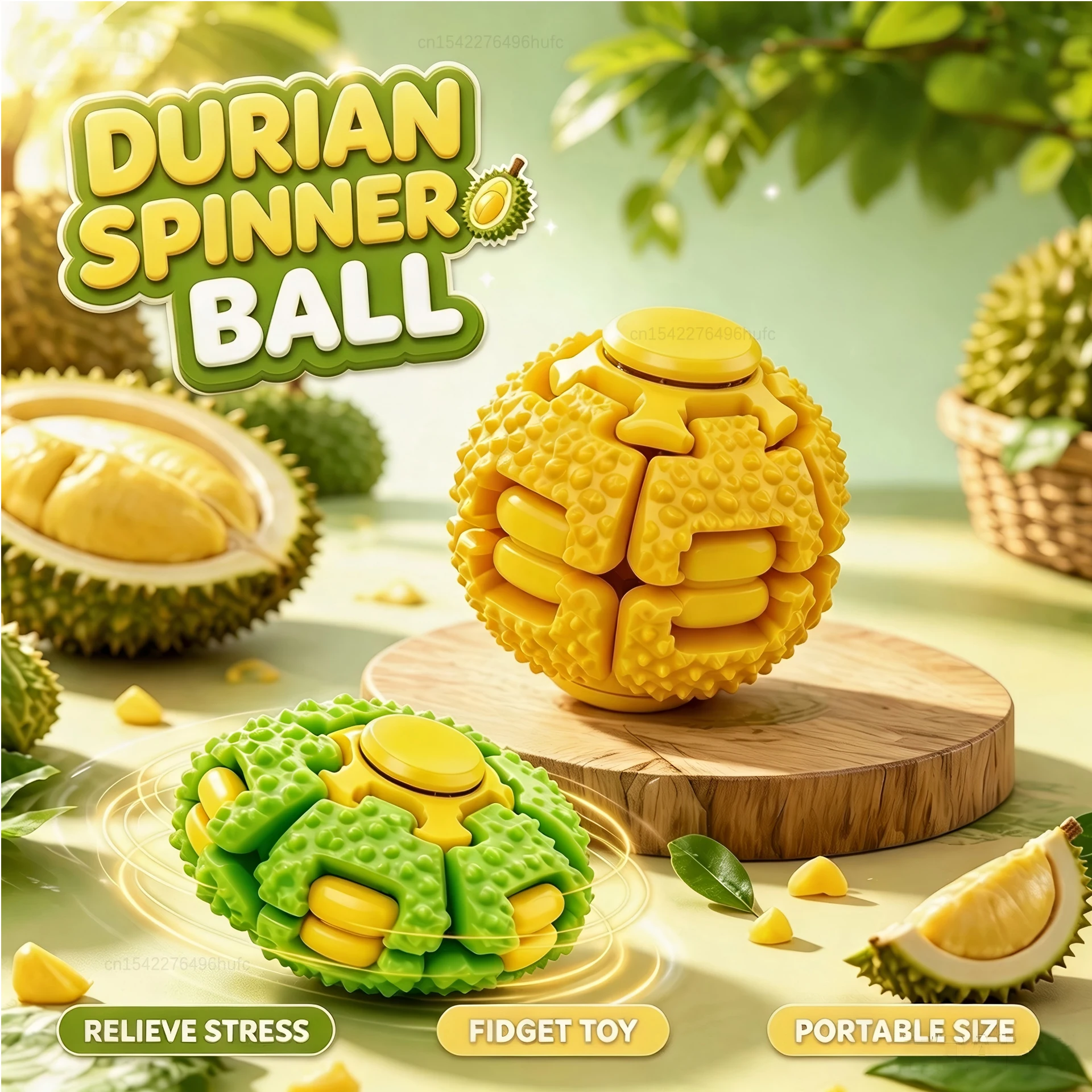 Durian Spinner Ball Fidget Toy Sensory Stress Relief Rotating Hand Spinner Portable Desktop Decompression Toy for Autism ADHD
