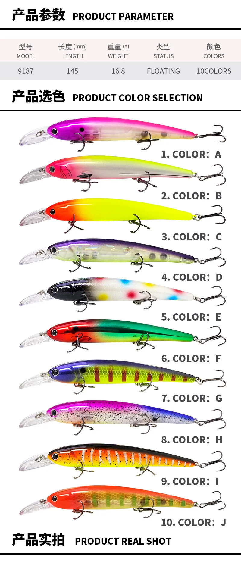 14,5 cm/16,8 g DEEP WALLEYE Trolling-Angelköder Wobbler Schwimmender Crankbait Minnow Bass Pike Köder Tiefe 3-8M Angelzubehör – Detail 8