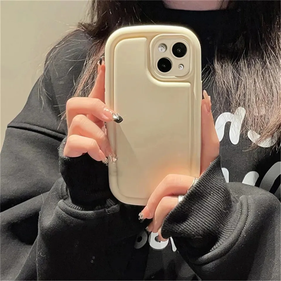 Ins Korean Cute Morandi Color The Soap Phone Case For iPhone 14 13 12 Pro Max 11 Plain Matte Oval Shockproof Soft Cover Funda