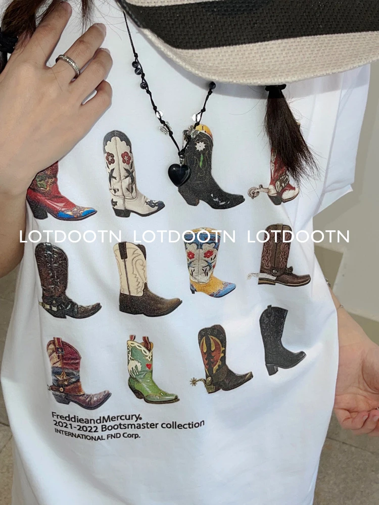 LOTDOOTN  Aesthetic Printed T Shirt Women Vintage Soft Summer Cotton Basic Loose Tees Europe Y2k Fashion Ins Casual Female Tops