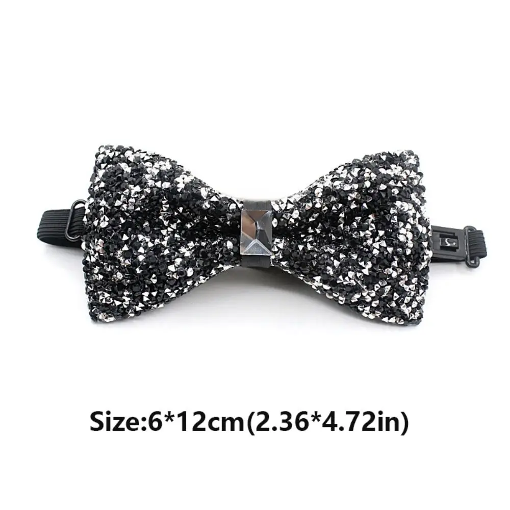 New Polyester Fabric Rhinestone Bow Tie Adjustable Bowknot Necktie Neck Collar Party