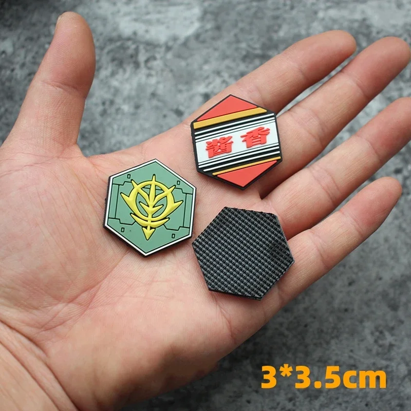 Hexagonal Mini Gundam PVC Morale Badge Personality Earth Federation Hook&Loop Patch For Backpack Tactical Morale Emblem Armband