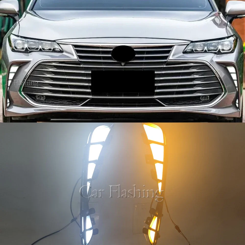 

1 Set For Toyota Avalon 2018 2019 2020 LED DRL Daytime running light car accessories fog lamp Fog Light yellow turn signal