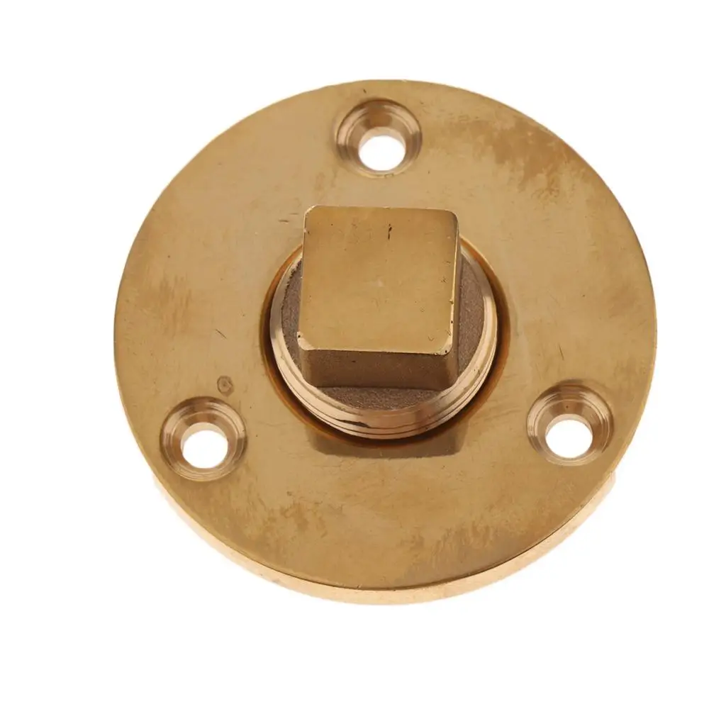 Marine Garboard Drain Plug Golden Brass 50mm Flange 1 2 NPT Boat Drain Screw Heavy Duty for Hull Transom Bilge Use