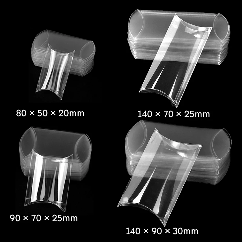 10 sztuk przezroczyste pcv kształt poduszki pudełko na cukierki pudełko na jasne Cookie przekąski pudełka do pakowania prezentów urodziny ślub boże