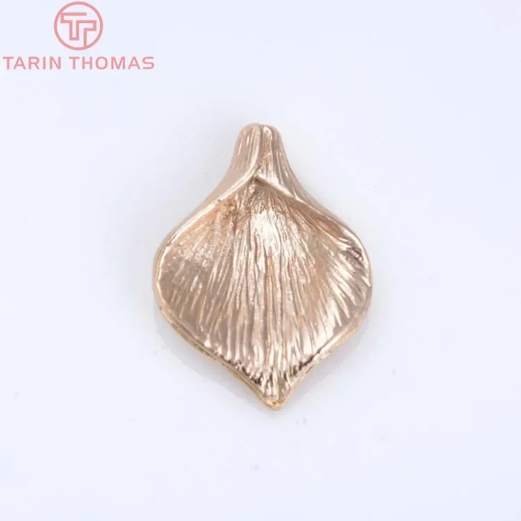 (3139)6PCS 17x13MM 24K Gold Color Plated Brass Lily Flower Beads Caps Tassel Caps High Quality Jewelry Accessories