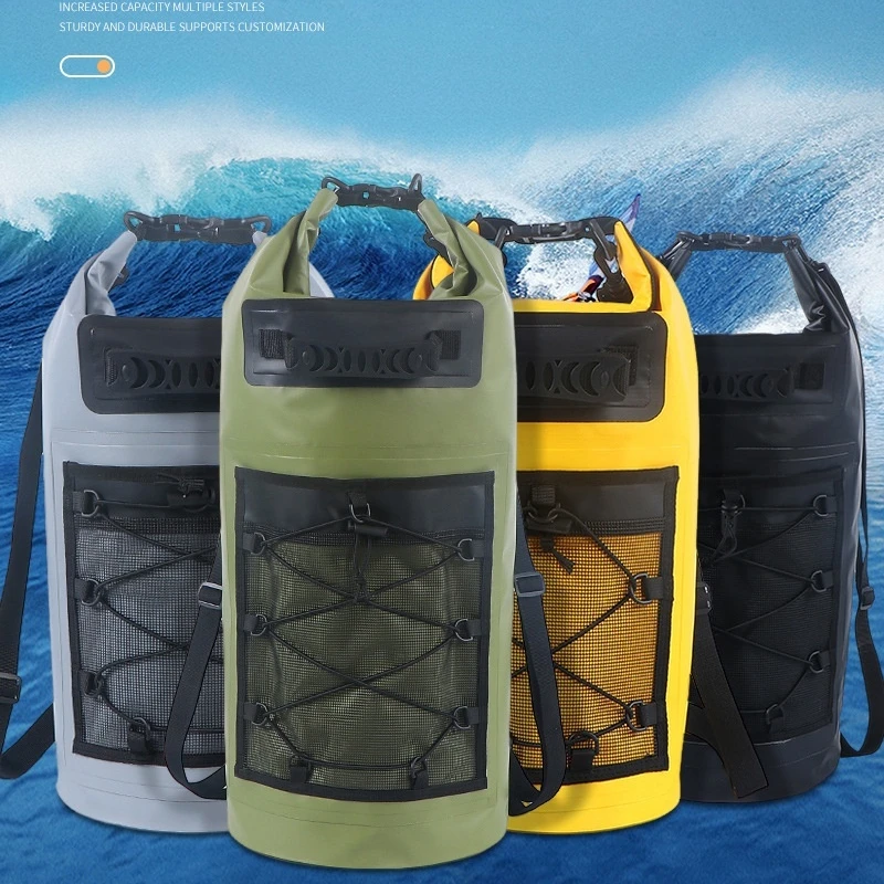 Bolsa impermeable para deriva al aire libre, Camping, playa, natación, buceo, Clip, Material de malla, gran capacidad, bolsa de senderismo en río, cubo de pesca