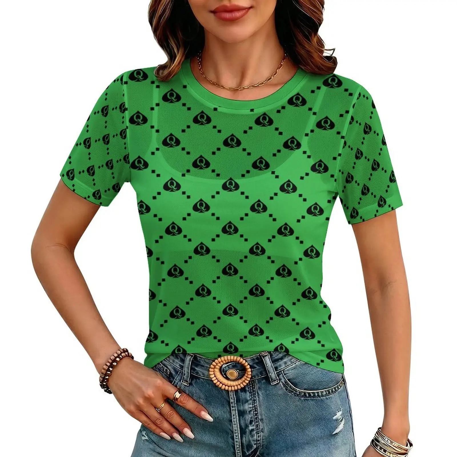 Sheer Tops for Women See Through Oversized T Shirts, Short Sleeve Casual Summer Blouse view 4