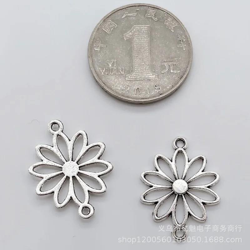 Factory Direct Sales100Pieces diy Hollow-out Double Hanging Flower Earrings Pendant Necklace Clothing Chrysanthemum Pendant