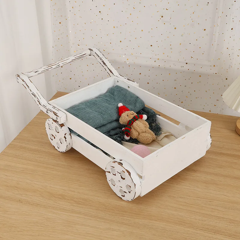 Small Wooden Bed Newborn Baby Accessories Photography Props Children Growth Commemorative New Studio Photo Model Small Tools