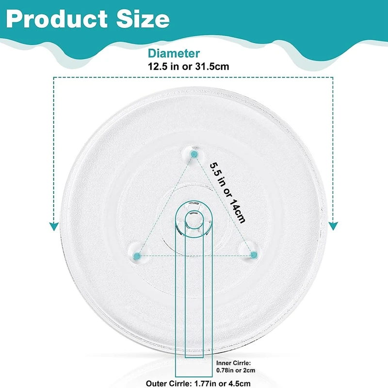 Bandeja da substituição do Y-fundo para o forno micro-ondas, acessórios duráveis da substituição, 12,5 polegadas