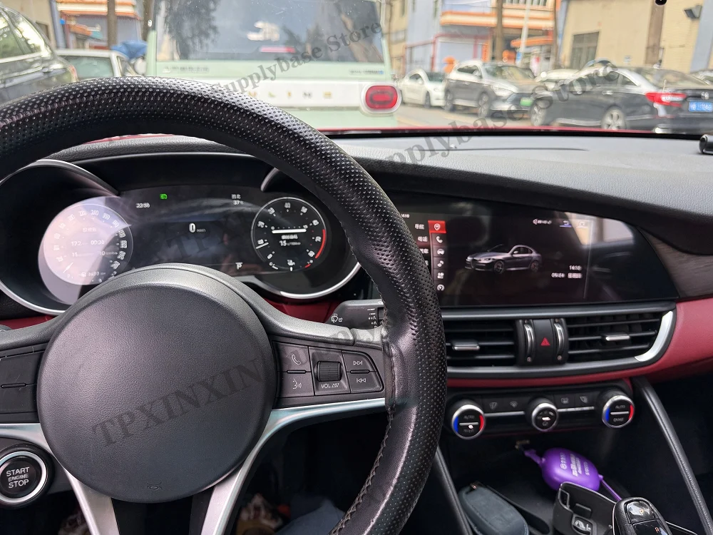 Auto Gauge Digital Instrument Cluster For Alfa Romeo Stelvio Giulia 2015~2020 Linux LCD Dashboard Speedometer Virtual Cockpit