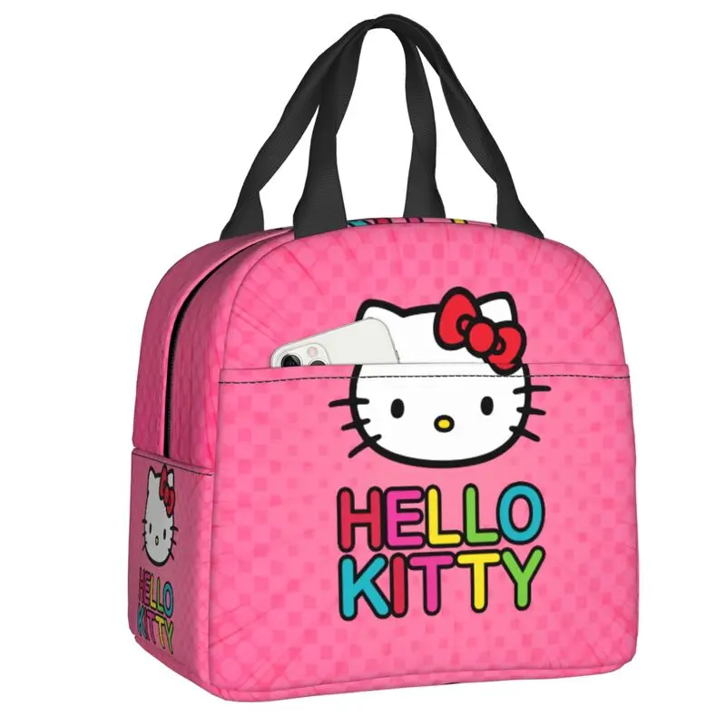 Borsa per il pranzo isolata Hello Kitty personalizzata per la scuola di lavoro borsa termica a tenuta stagna Bento Box contenitore per alimenti Tote