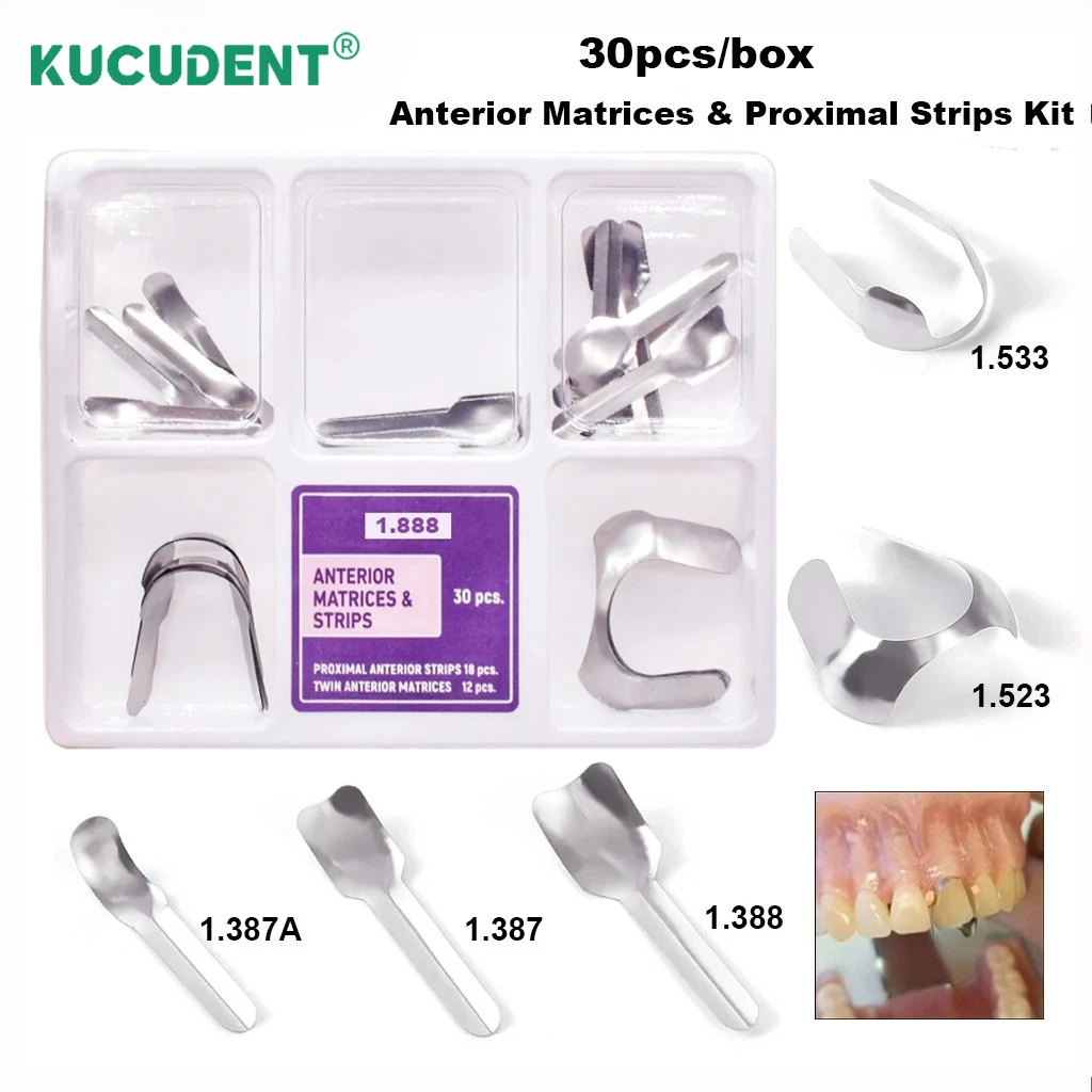 Dental Proximal Anterior Strips Kit Sectional Contoured Matrices System Anterior Matrix Band Ring Dentist Restoration Materials