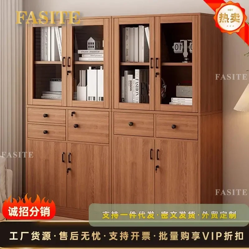 For Home Office Floor to Ceiling Bookshelf Integrated Wall Cabinet Dustproof Storage Locker Living Room File Organizer Space