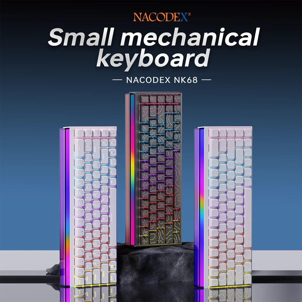 AJAZZ NACODEX NK68 Mechanical Keyboard Wired Hot Swap Ergonomics Light Box Side Engraved Keycaps Portable Office Gaming Keyboard - Image 2