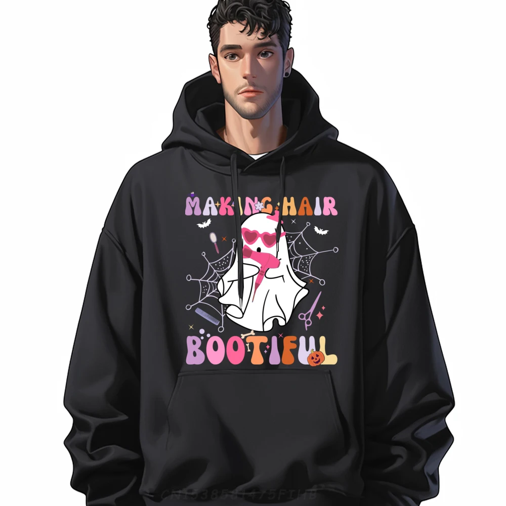 Making Hair Bootiful Scary Cute Ghost Hairdresser Halloween Cute Oversized Hoodie Cheap Hoodie For Men Party