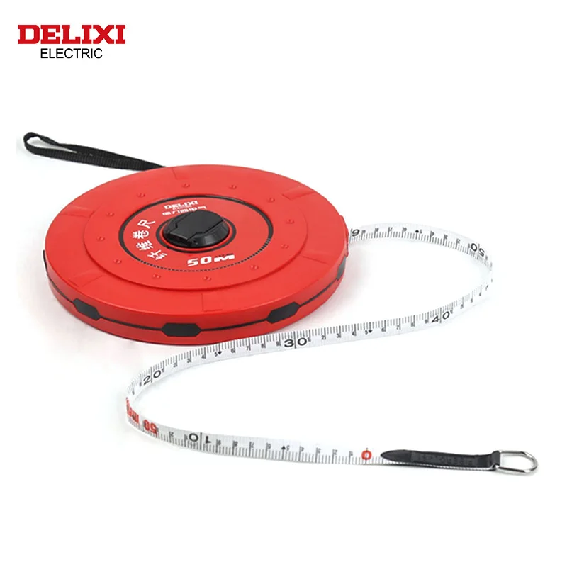 DELIXI ELECTRIC Tape Measure， 30M High Quality Fiberglass Double Sided Printing Measuring Tool,for Engineering Land Surveying