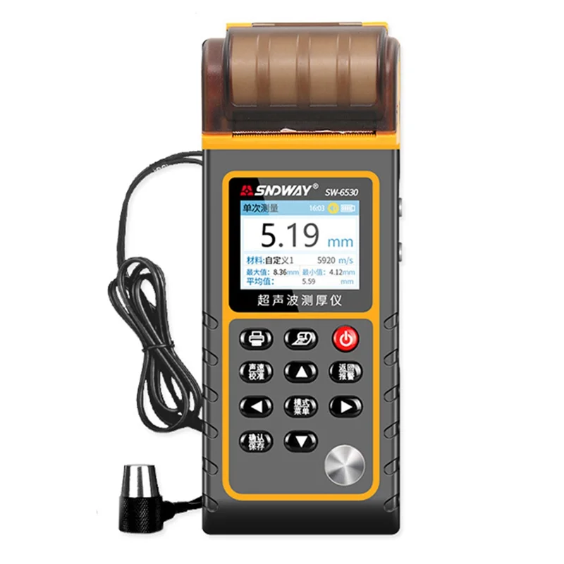 

SNDWAY Ultrasonic Thickness Gauge SW6530 Thickness Tester Color Screen Lithium Battery Printing All-In-One Machine