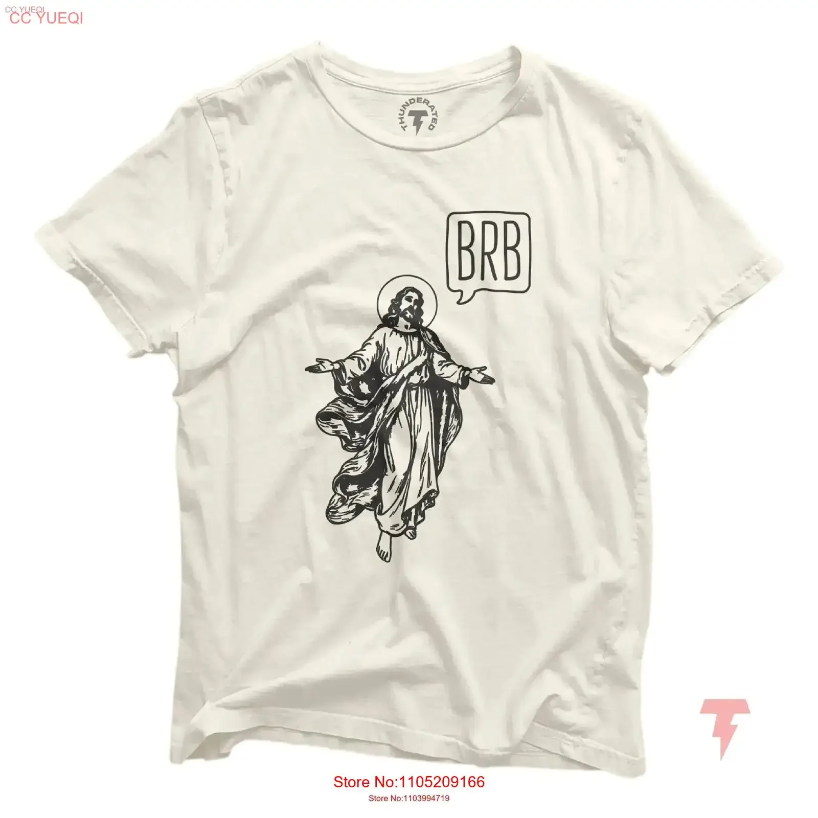 

Funny Jesus BRB Be Right Back T Shirt Sarcastic Novelty Gag gift sayings vintage Washed designer clothes fashion homme