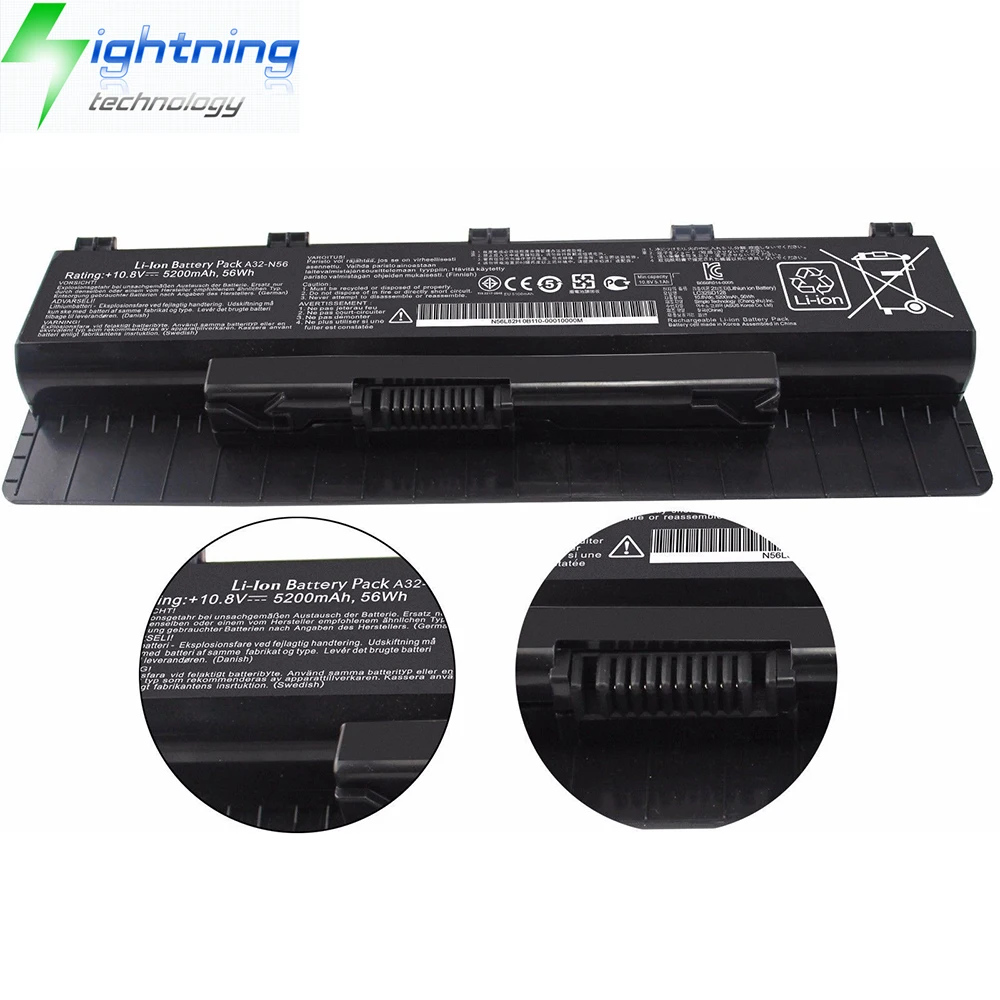 New Genuine Original A32-N56 10.8V 5200mAh Laptop Battery for Asus N46 N56 N76 R401VB R501VB R701VB G56JK G56JR