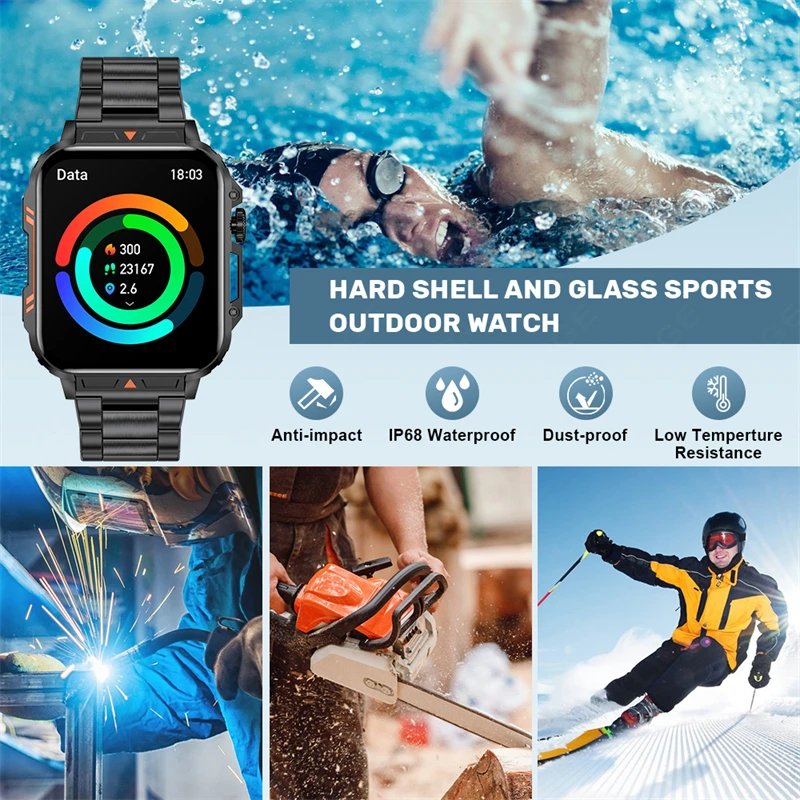 Smartwatch z 1.95 ekranem zegarki monitorujące zdrowie IP68 wodoodporne sportowe Smart Watch do fitnessu dla mężczyzn kobiet Reloj Hombre 2024