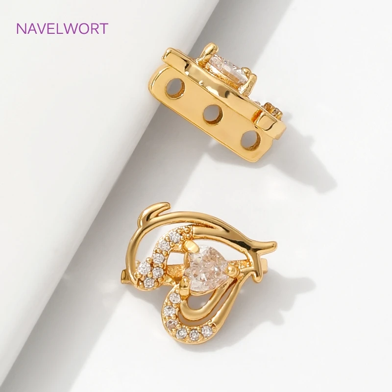 18K مطلية بالذهب مطعمة الزركون الخرز فواصل موصل ، النحاس 2/3 حفرة فاصل فواصل DIY بها بنفسك الديكور مجوهرات اكسسوارات