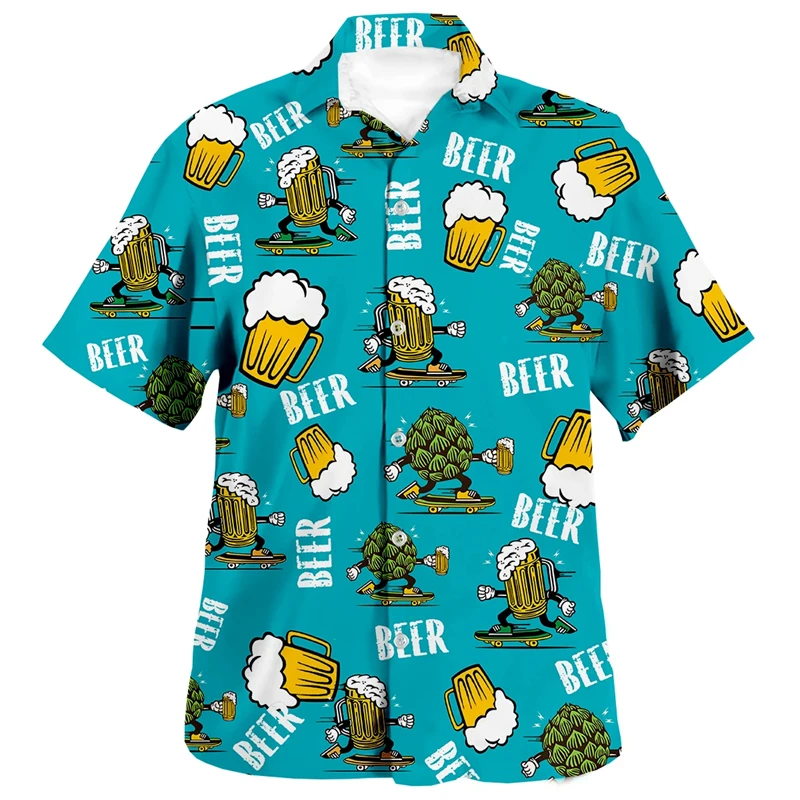 

Funny Beer 3D Shirt Hawaii Shirt Men Summer Short Sleeve Shirt Man Shirts 2024 Oversized 6XL Shirt Streetwear Loose Tees Clothes