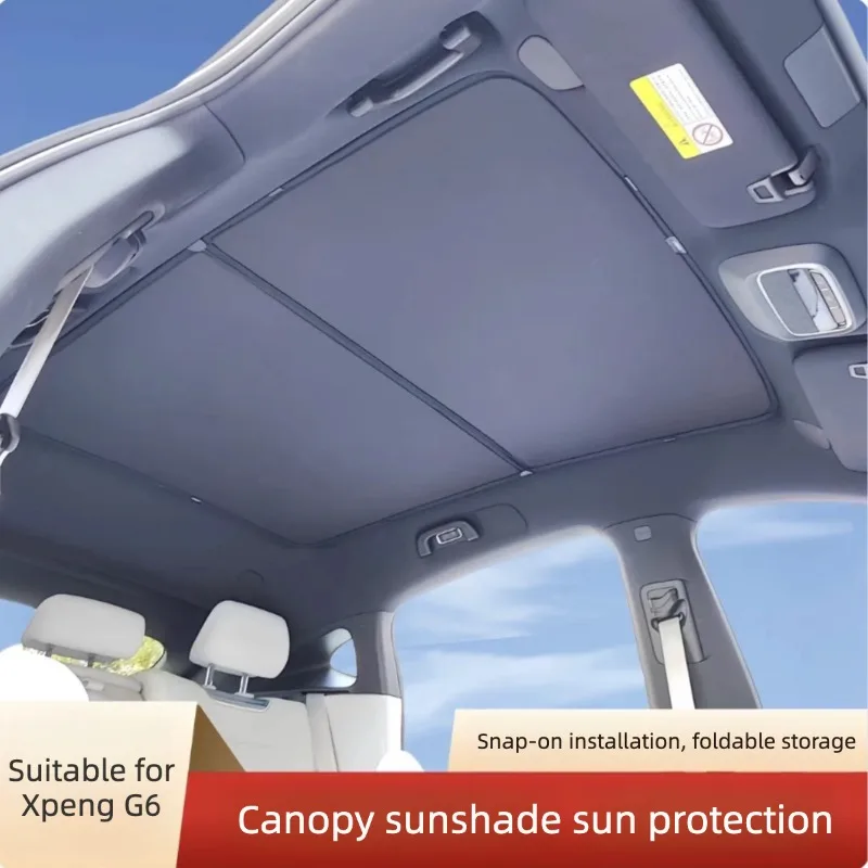 For XPeng G6 2023-2025 Car Interior Roof Sunroof Sunshade Ice Cloth Front Glass Insulation Sunshade Modify Accessories