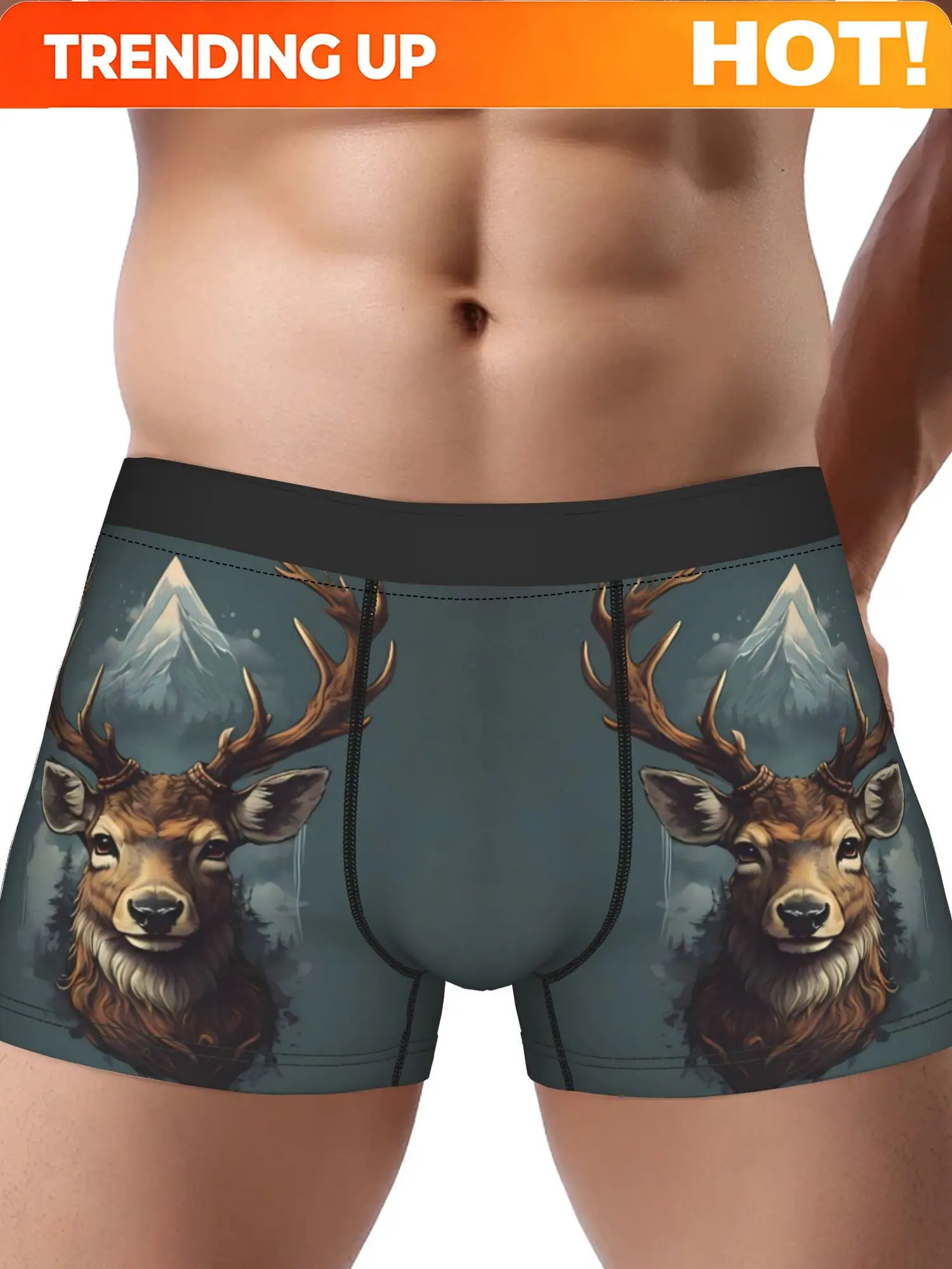 Deer Night Forest Men Underwear Printed Boxer Briefs