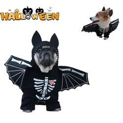 Funny Halloween Skull Black Bat Cosplay Dog Hoodies for Small Dogs Winter French Bulldog Jacket Chihuahua Pet Dogs Costume