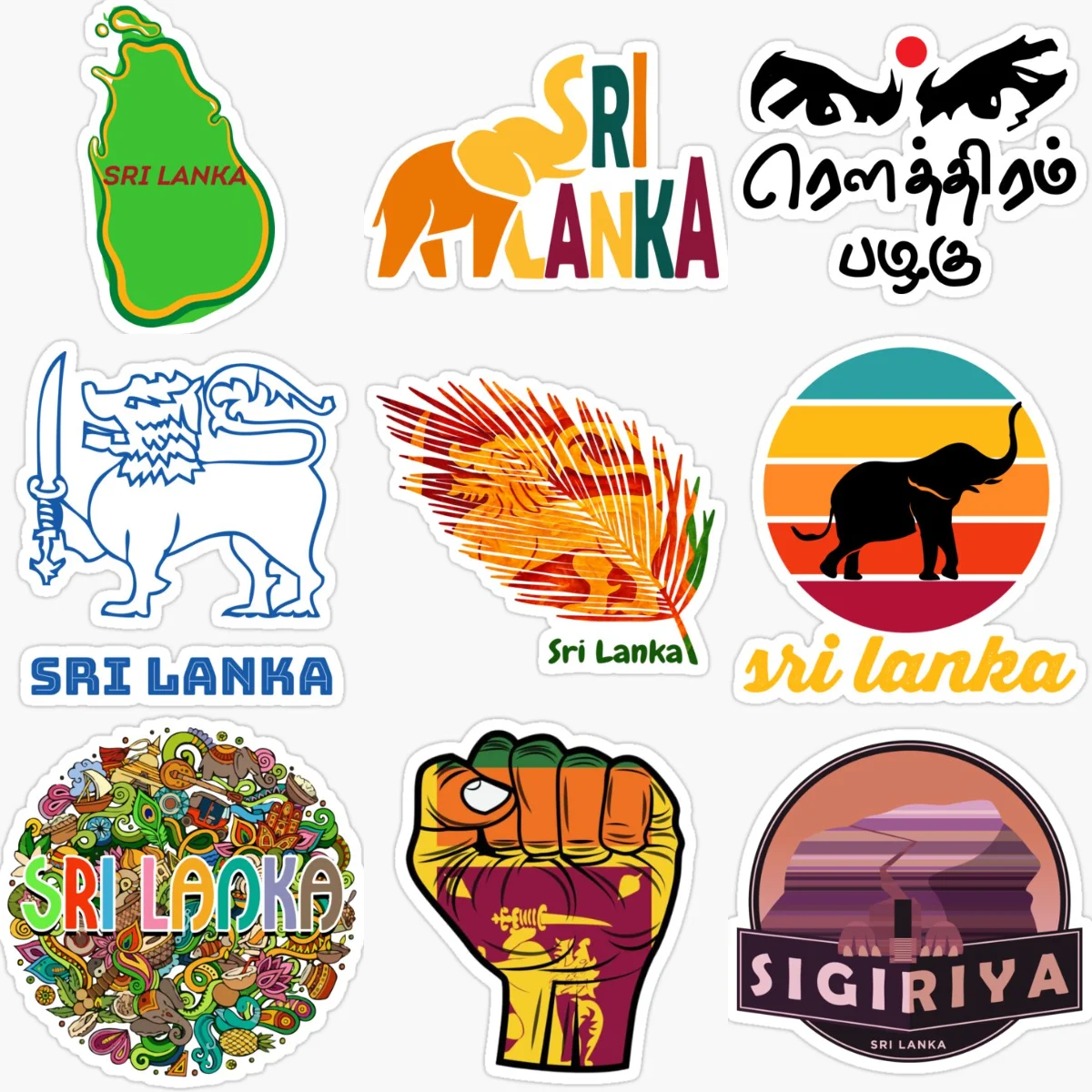 

Sri Lanka Flag Map Elephant Creative Waterproof Car Stickers for Car Bicycle Van Window Wall Table Decoration Accessories