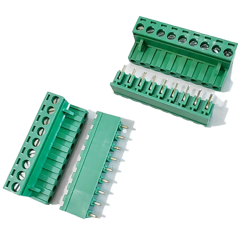 5 زوج 5.08 مللي متر 2EDG 2/3/4/5/6/7/8/9/10/12Pin PCB برغي محطة كتلة سلك موصل 300V10A مستقيم منحني دبوس