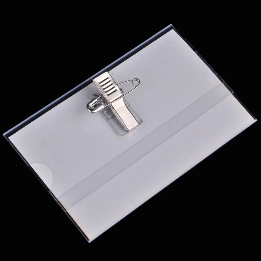 10pcs Useful Transparent ID Card Holder Name Pass Waterproof Safety Pin Clip Credentials Brooch Business Conference School