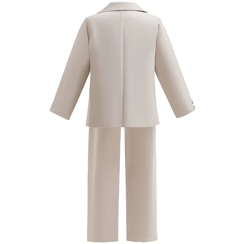 Gentleman bosyWhite Baptism Photograph Suit Children Jacket Vest Pants sets 3Pcs Boys Prom game match Performance Costume