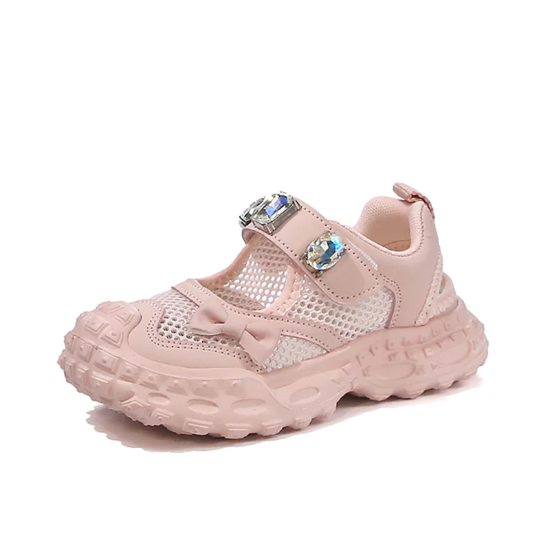 

Новые летние детские спортивные сандалии 2026 года с вырезами и бантом, закрытый носок, дышащие, для девочек