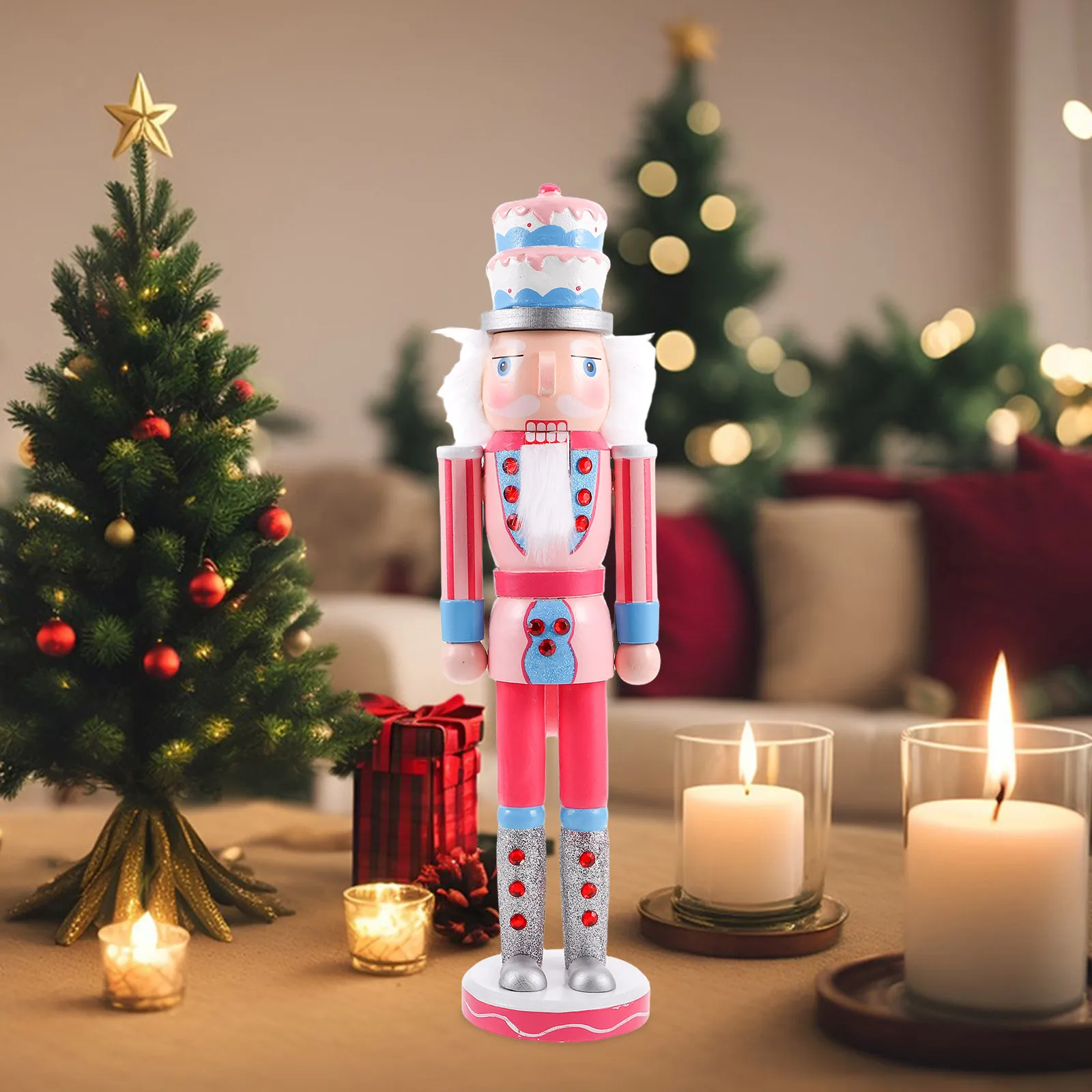 

Christmas Nutcracker Soldier Puppet Wooden Craft Ornament For Home Decor Tabletop Display Xmas Decoration